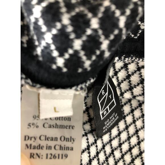 Victor Glemaud Dress Checked Cashmere Cotton Mock Neck Mini Black White L - Picture 8 of 11